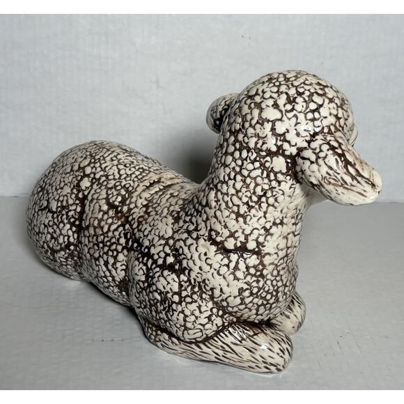 Vintage Scioto Ceramic Lamb Sheep Figurine Pottery Glazed Brown White 8"H x 9"L - Picture 4 of 12